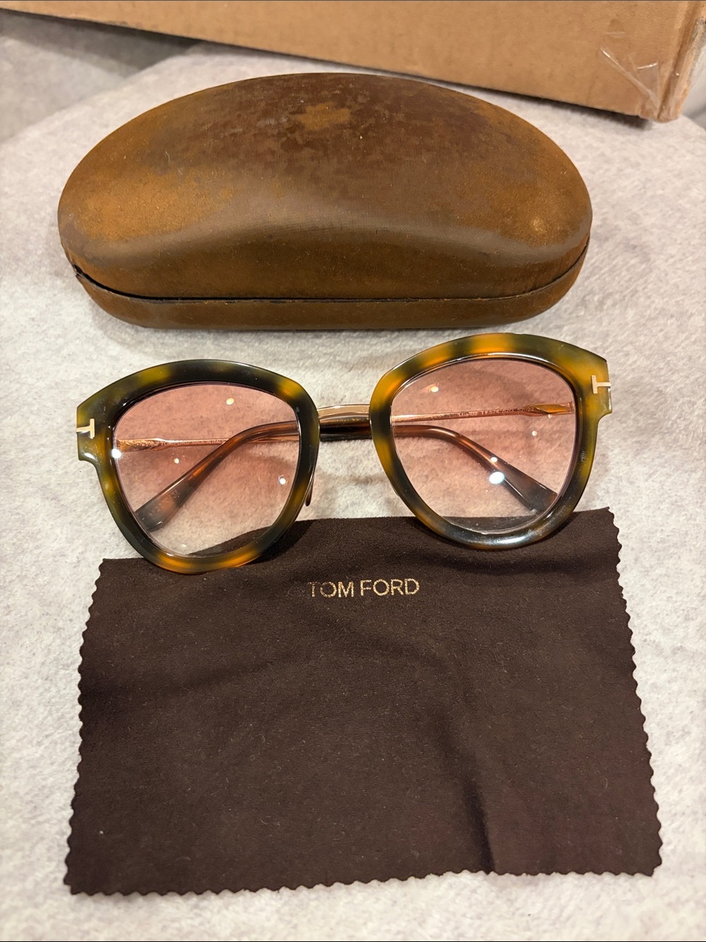Tom Ford Women's Tortoiseshell Round Sunglasses with Pink Lenses